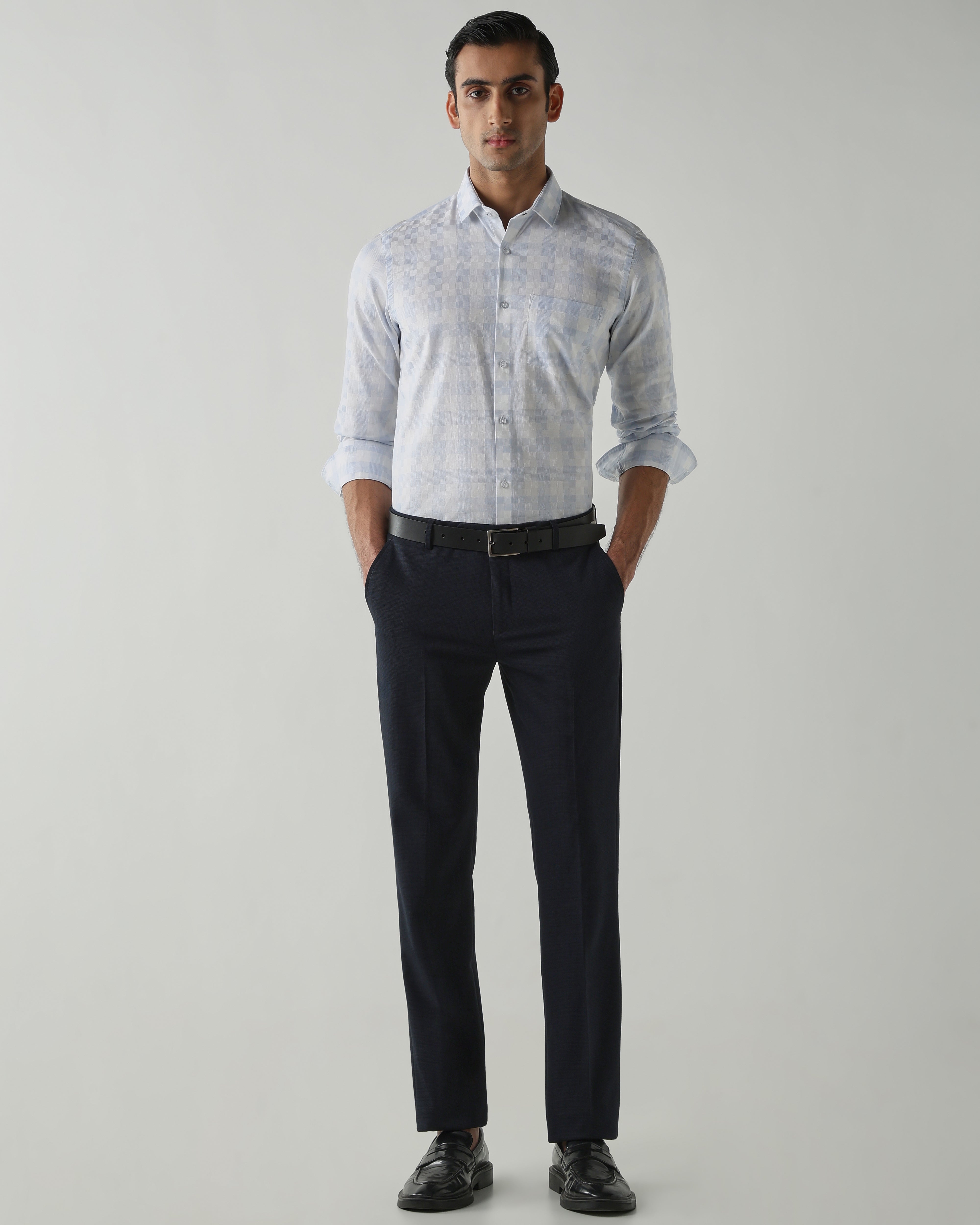 White/Sky Blue shirts crafted in 100% cotton,