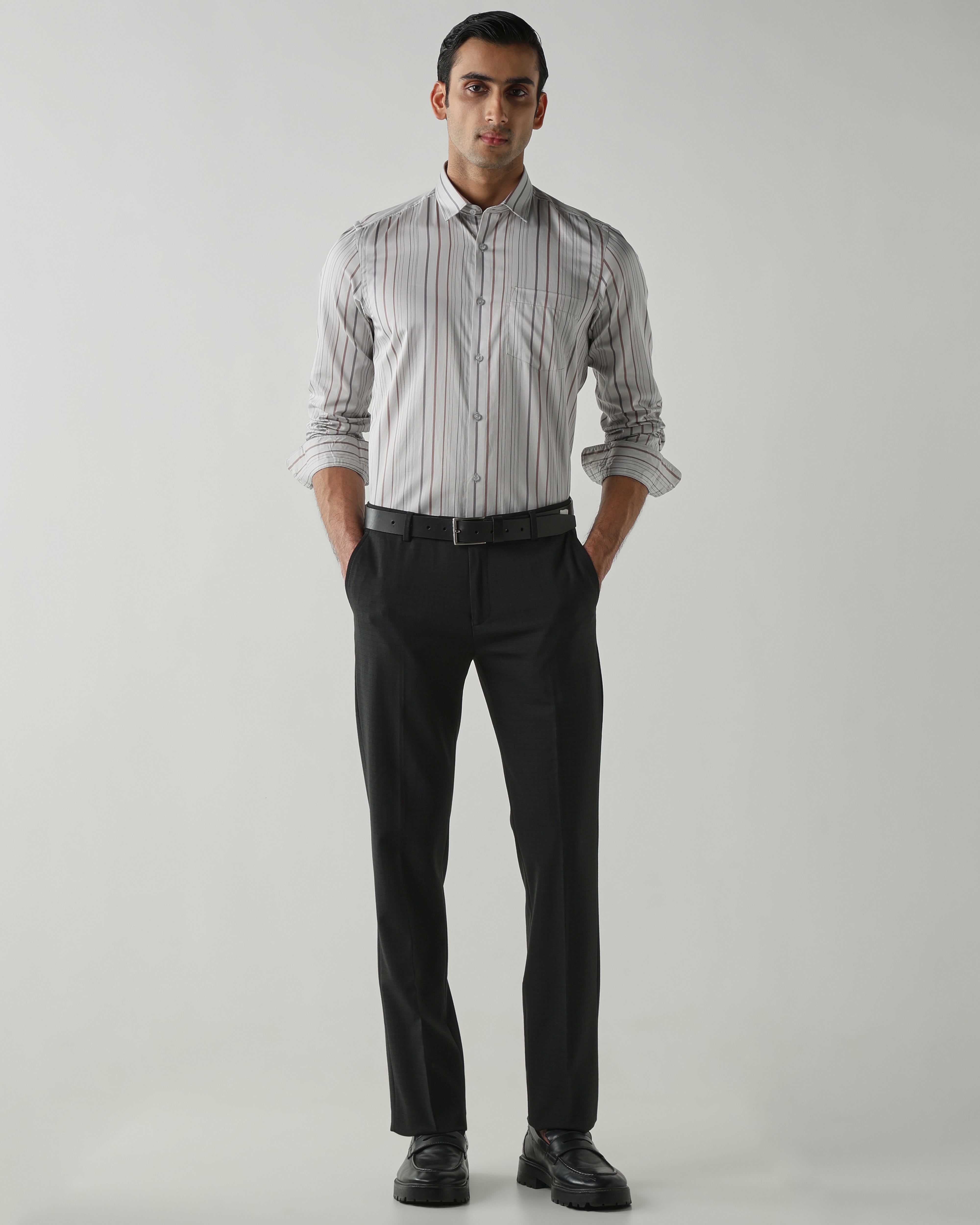 Grey/Brown shirts crafted in 100% cotton