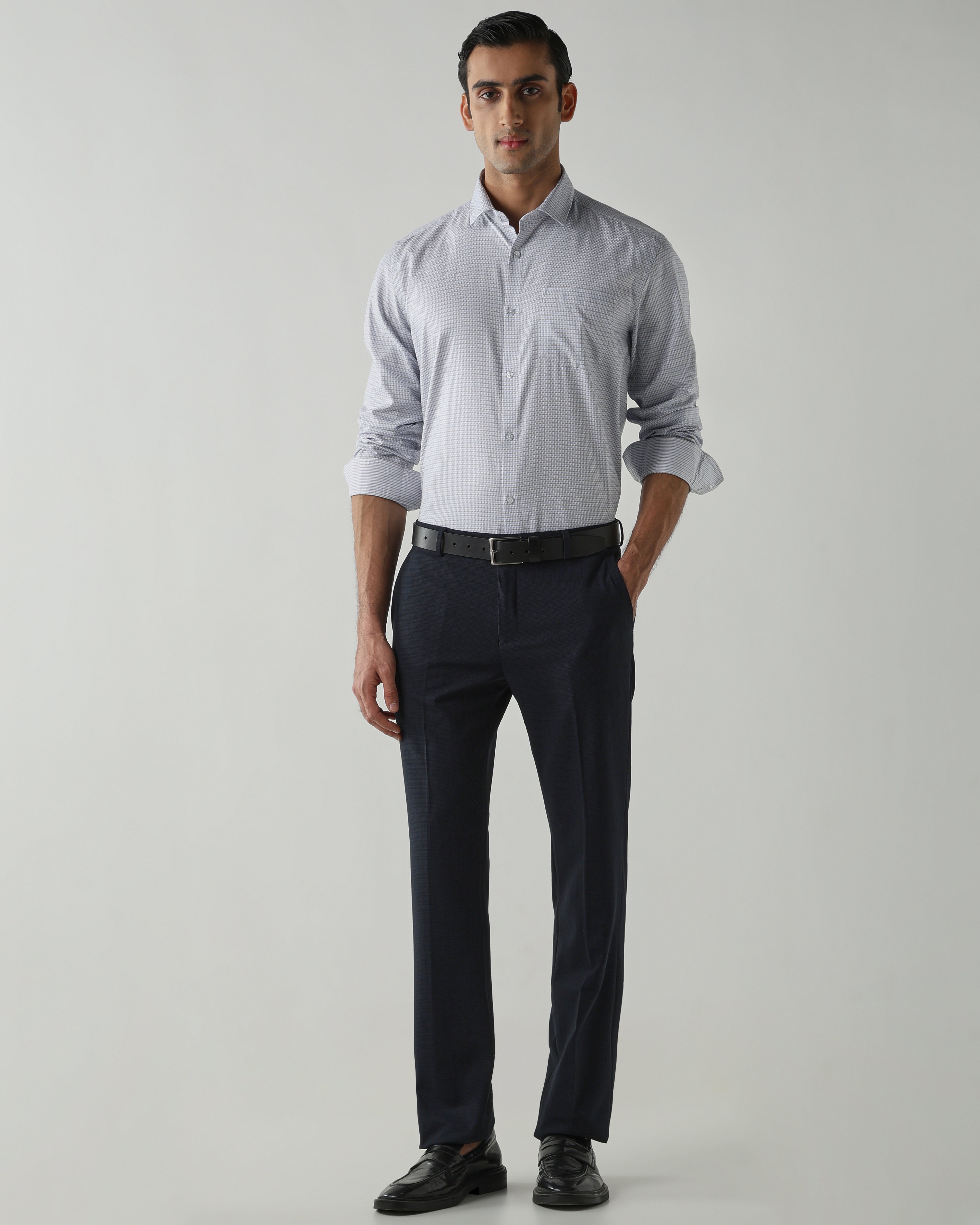 Grey/Sky Blue shirts crafted in 100% cotton