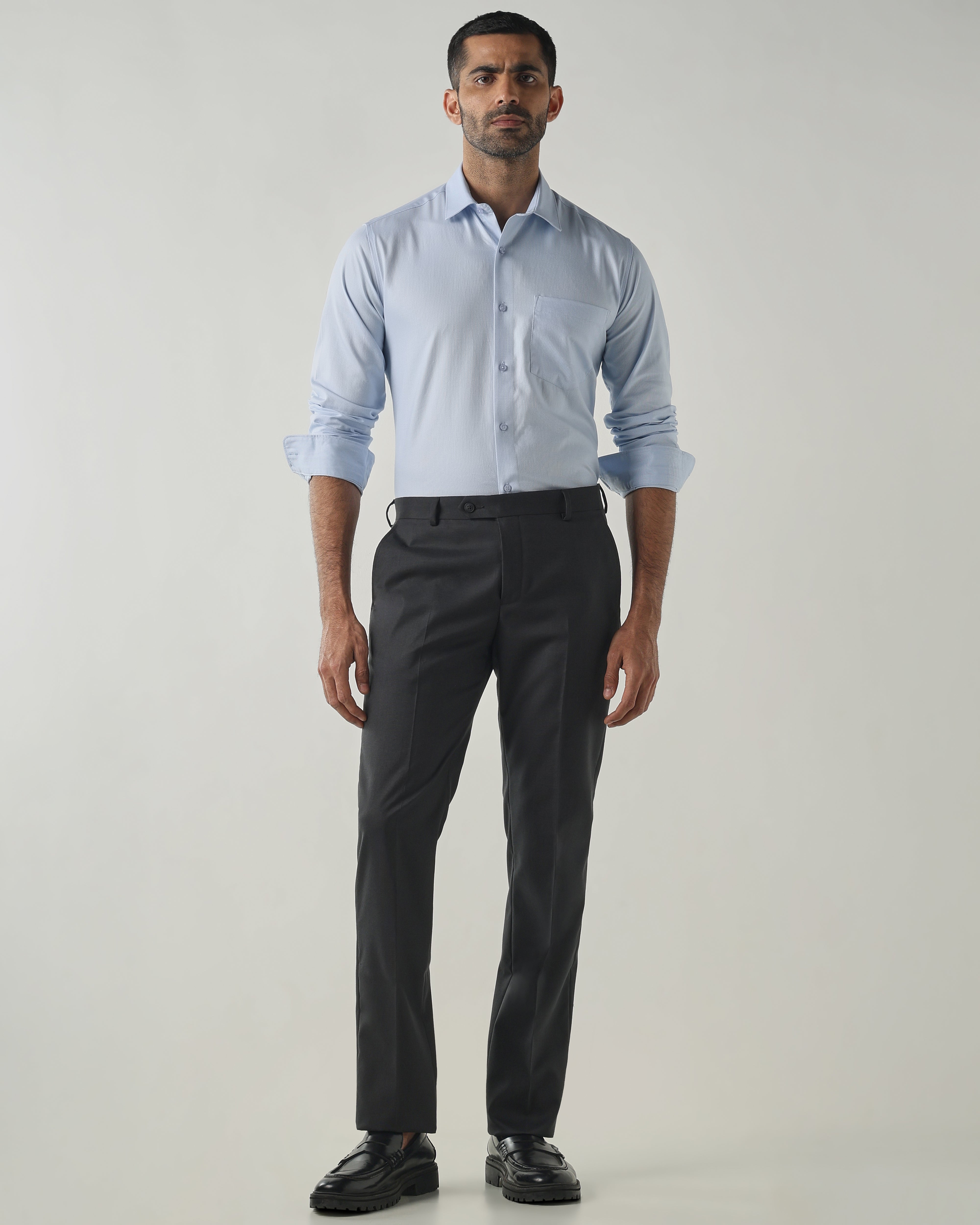 Dk Grey Regular Fit Fashion Formal Trousers