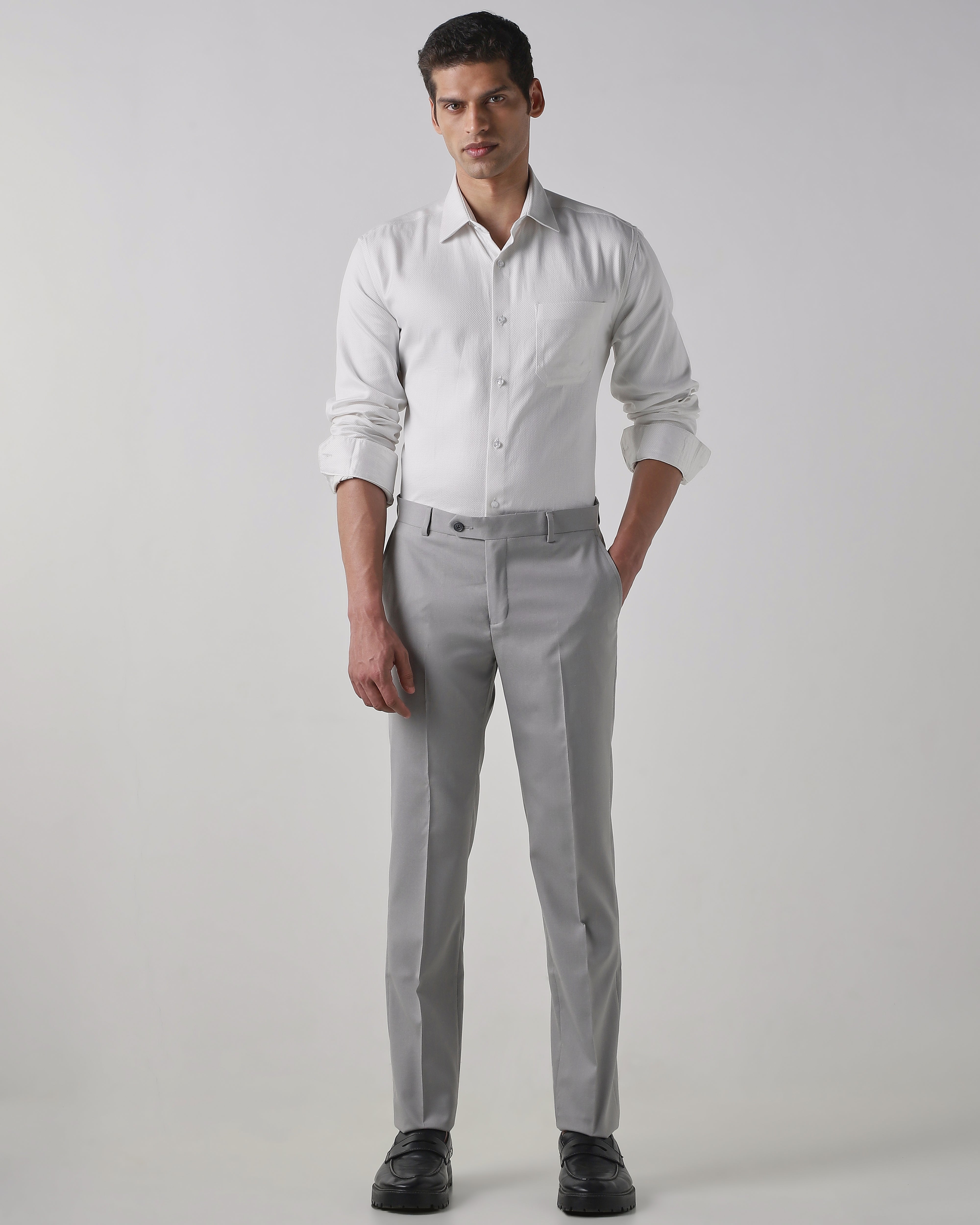 Lt Grey Regular Fit Trouser