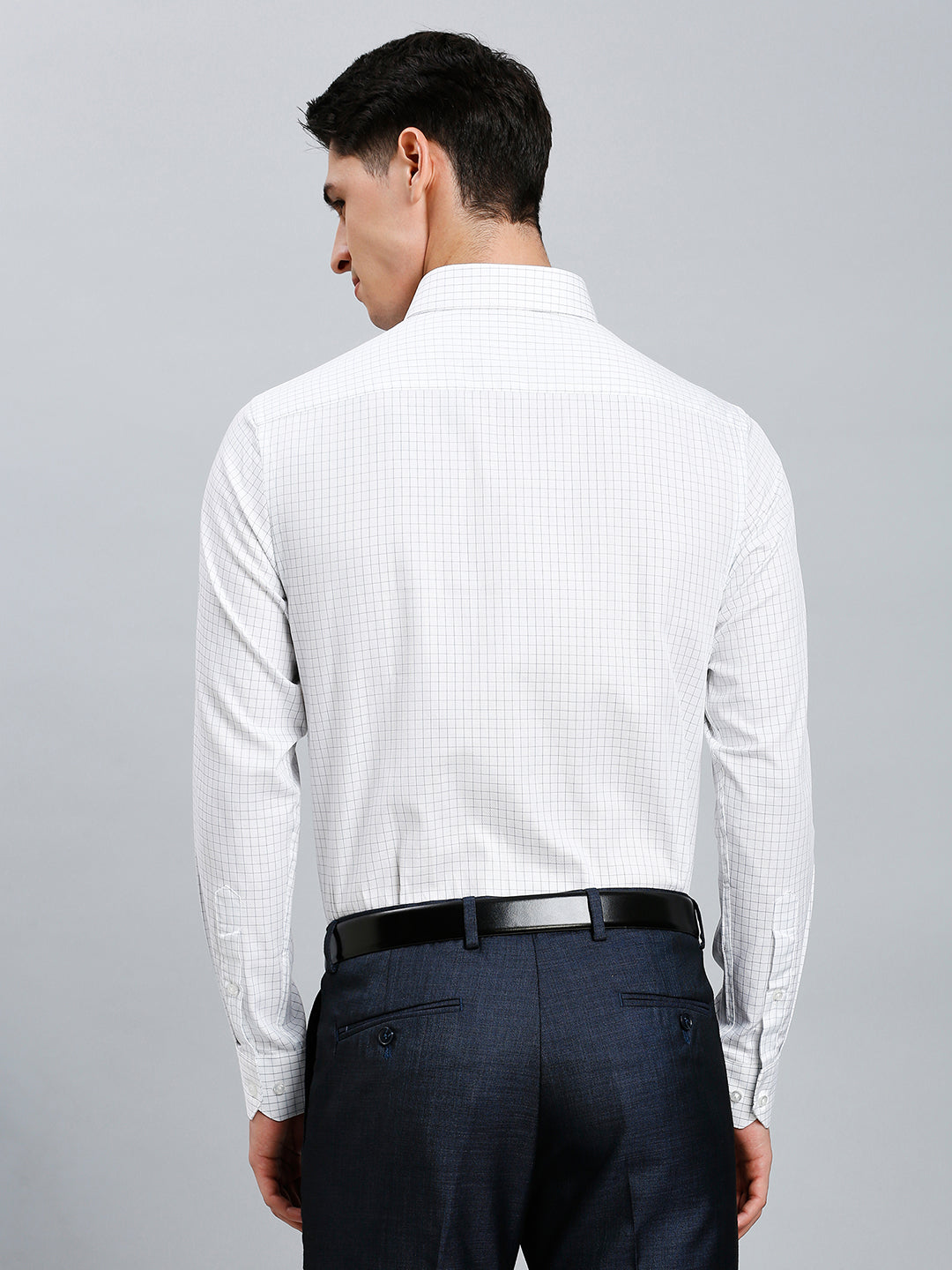 White & Blue Checks Pima Cotton Regular Fit Formal Full Sleeve Shirt
