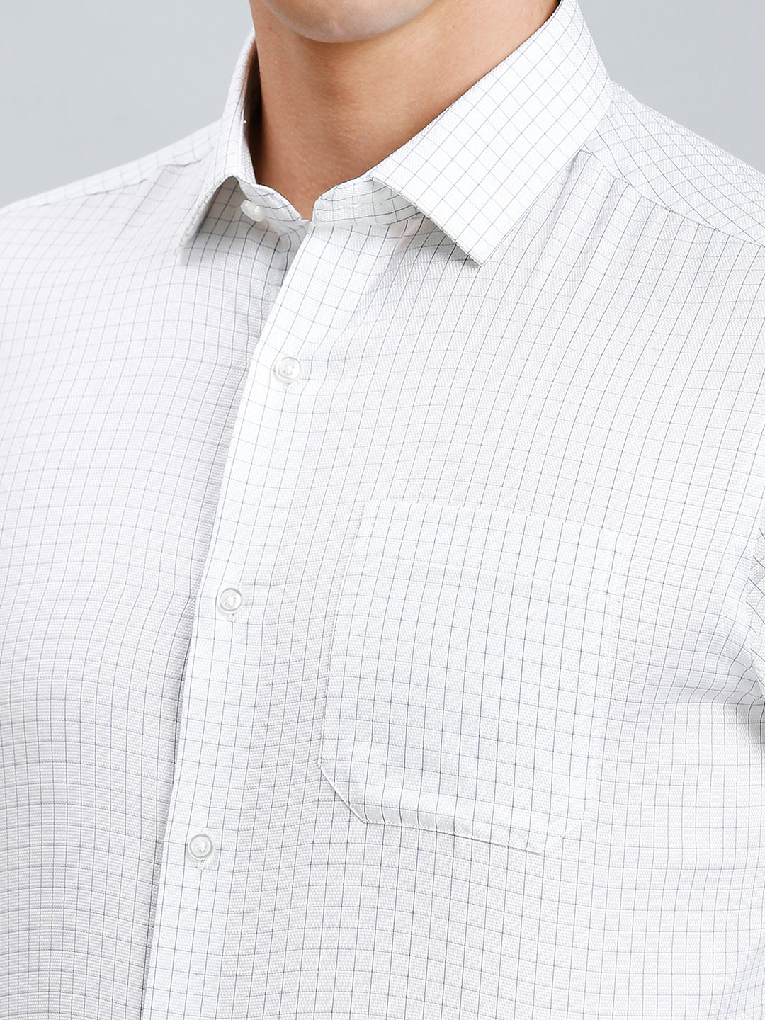 White & Blue Checks Pima Cotton Regular Fit Formal Full Sleeve Shirt