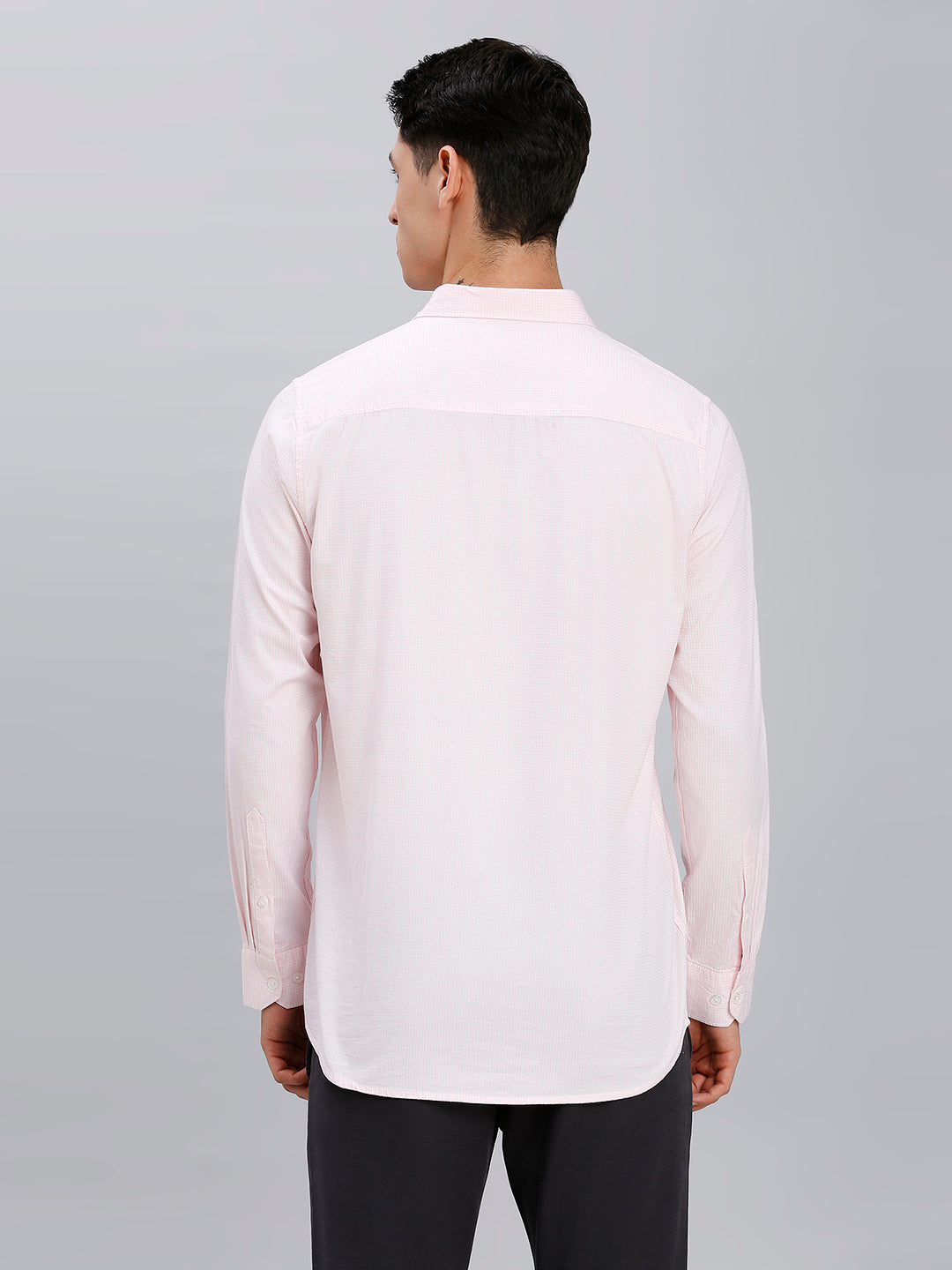 White & Pink Checks 100% Cotton Slim Fit Casual Full Sleeve Shirt