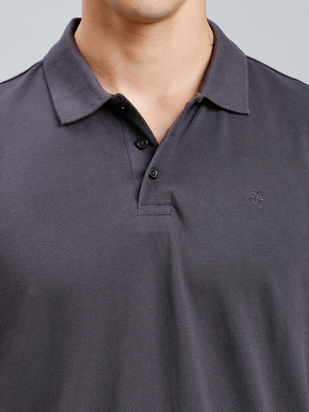 Dark Grey Pq Cotton Spandex Slim Fit Casual Half Sleeve T-Shirt