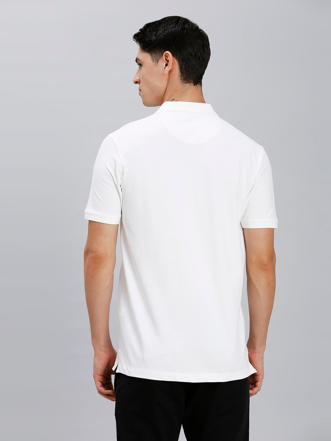 White Pq Cotton Spandex Slim Fit Casual Half Sleeve T-Shirt