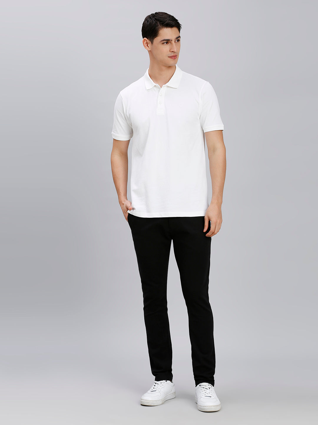 White Pq Cotton Spandex Slim Fit Casual Half Sleeve T-Shirt