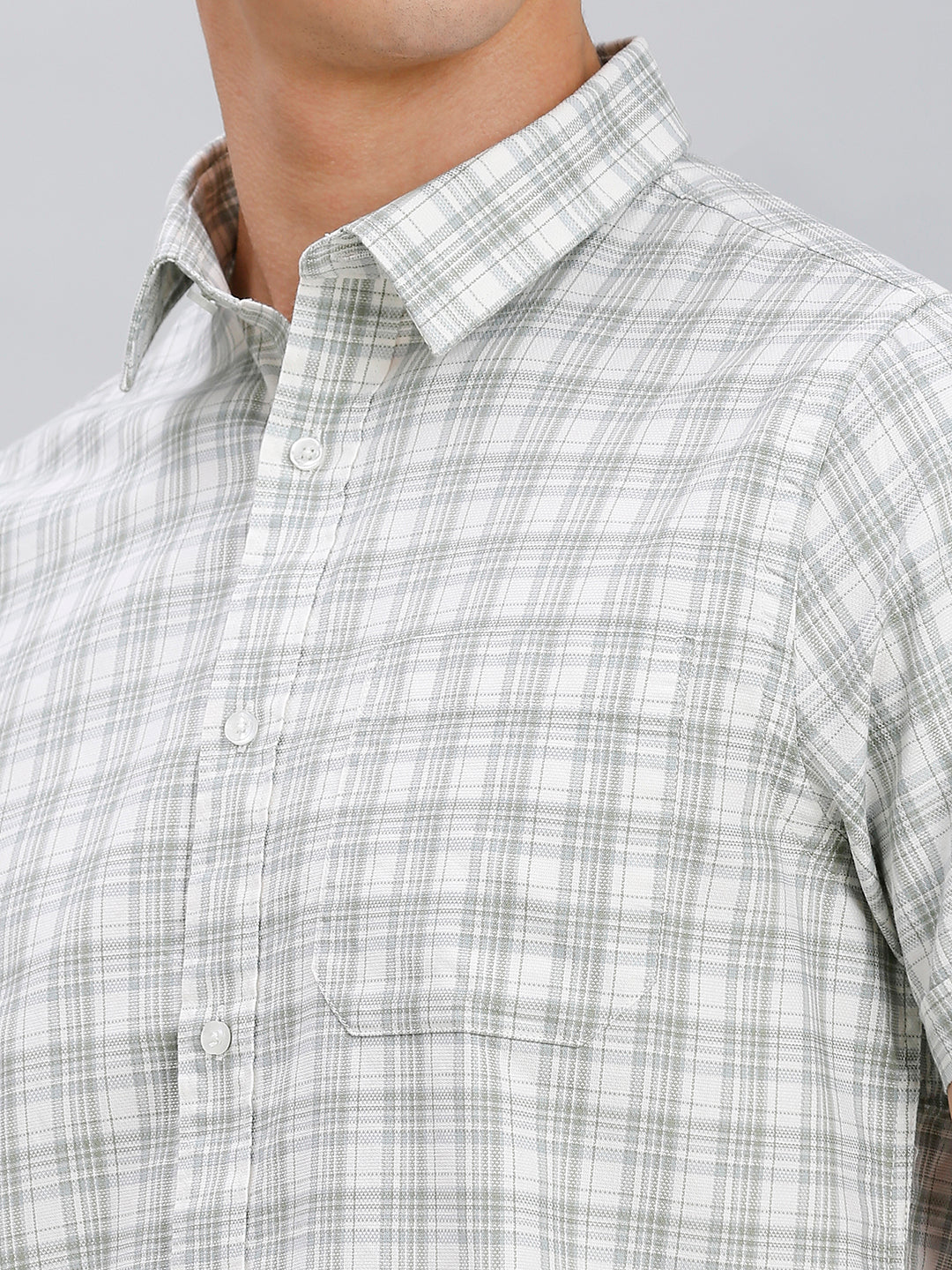 Moss & White Checks 100% Cotton Slim Fit Casual Half Sleeve Shirt