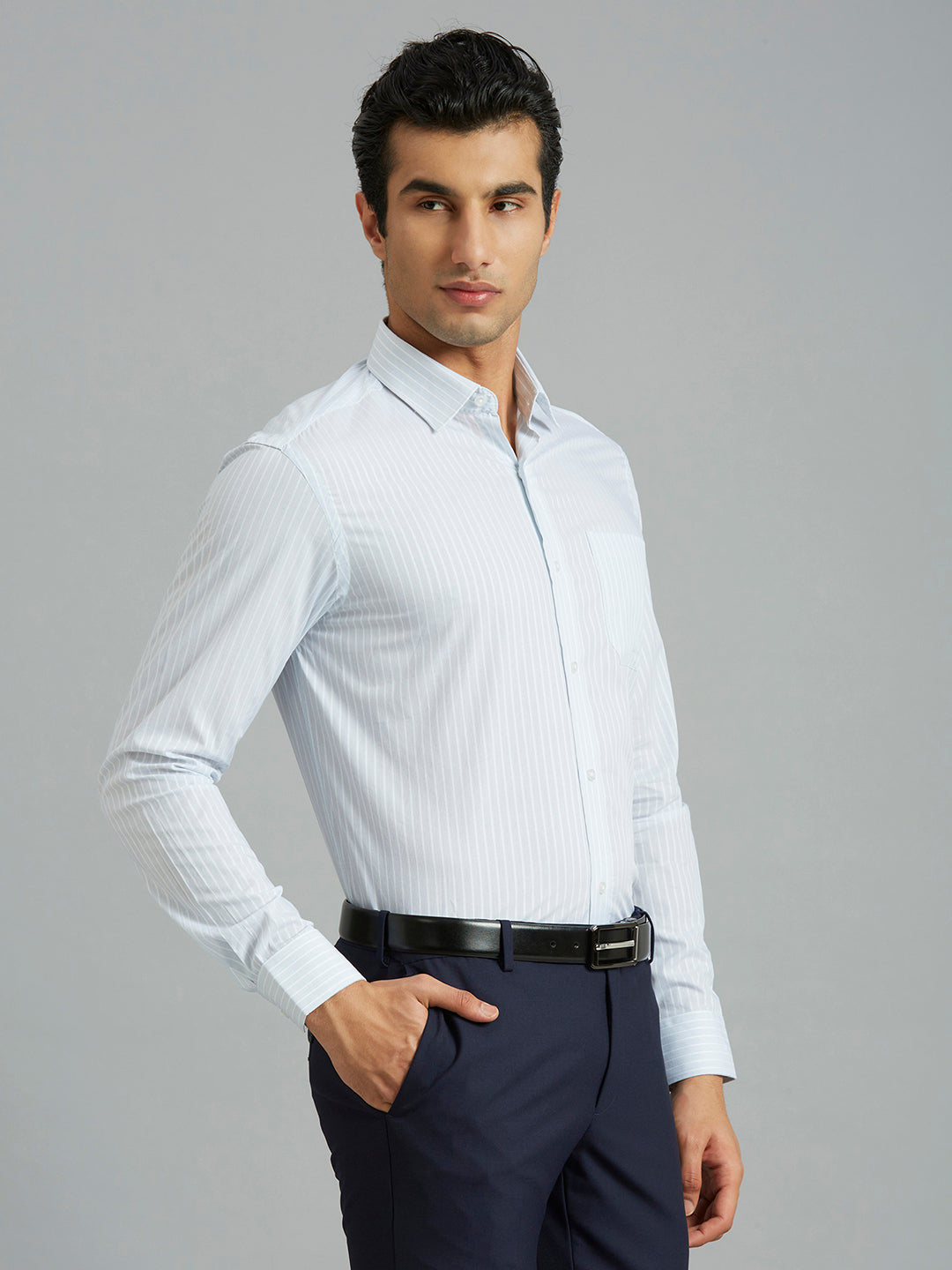 Best Men's White & Blue Checks Pima Cotton Regular Fit Formal Full Sleeve Shirt
