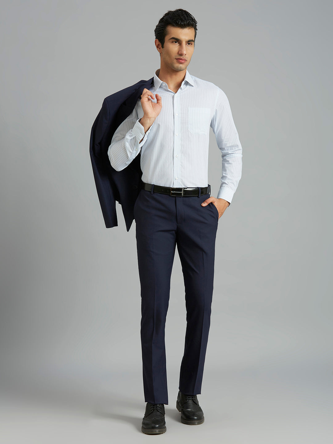 Best Men's White & Blue Checks Pima Cotton Regular Fit Formal Full Sleeve Shirt