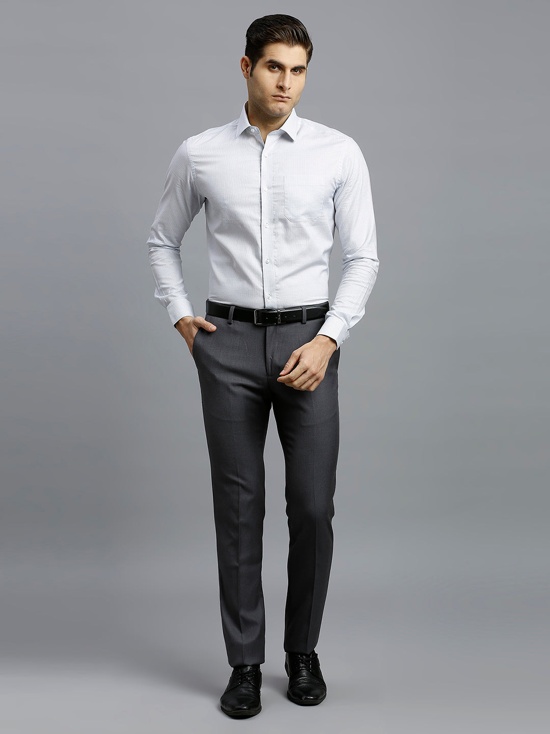 White & Blue Checks Pima Cotton Regular Fit Formal Full Sleeve Shirt