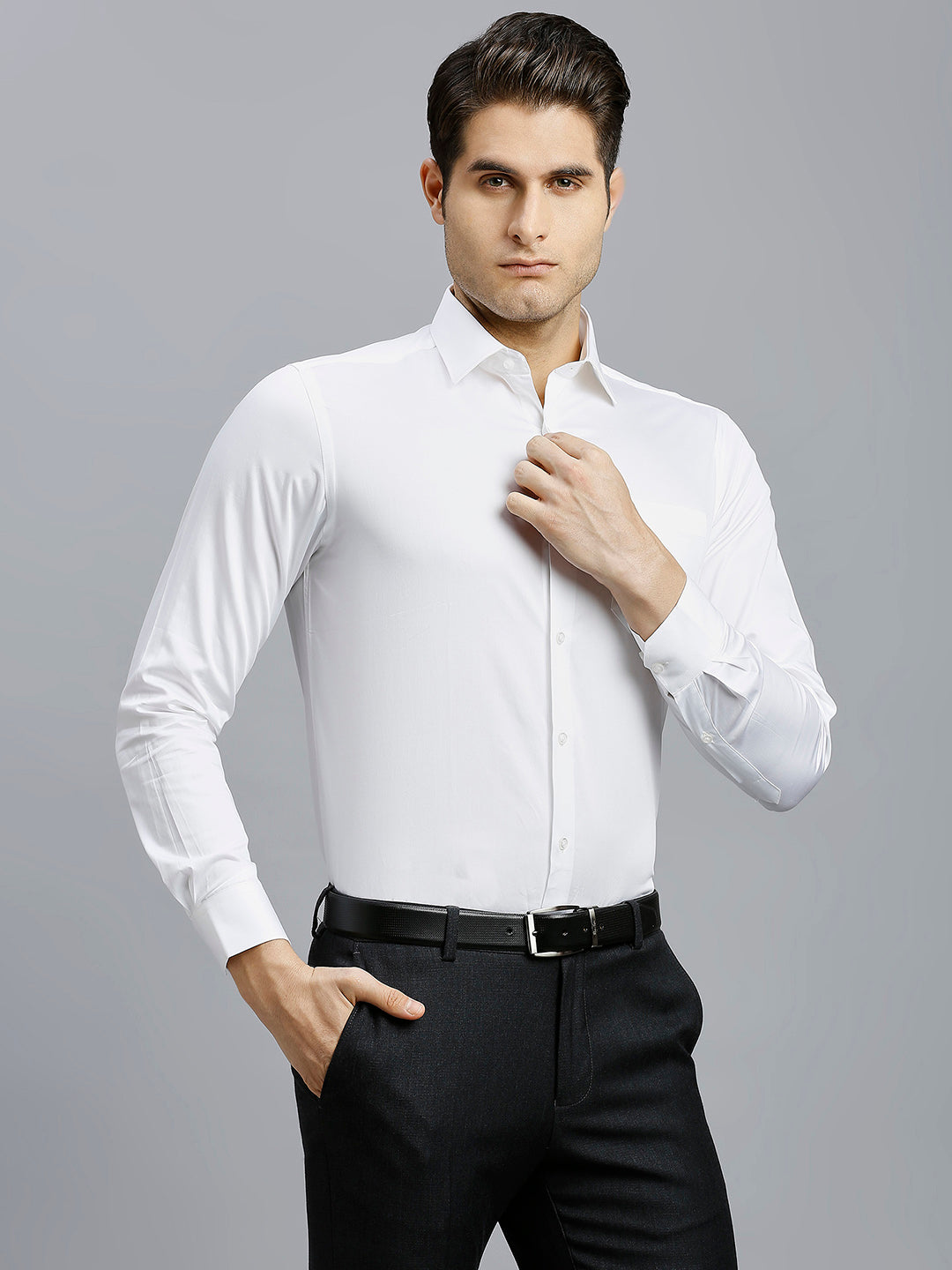 White Solid Pima Cotton Regular Fit Formal Full Sleeve Shirt