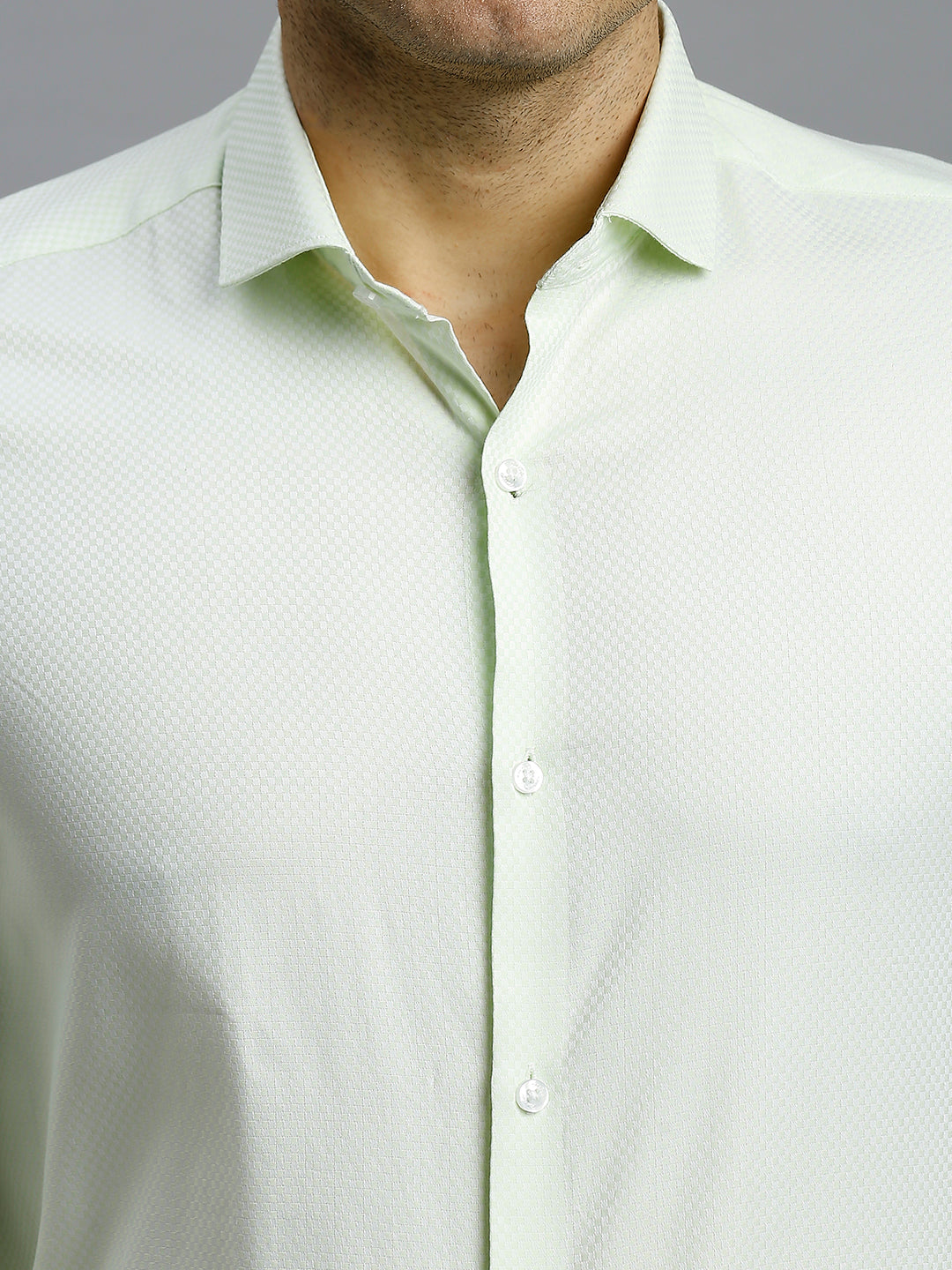 Light Green Solid 100% Cotton Slim Fit Formal Full Sleeve Shirt