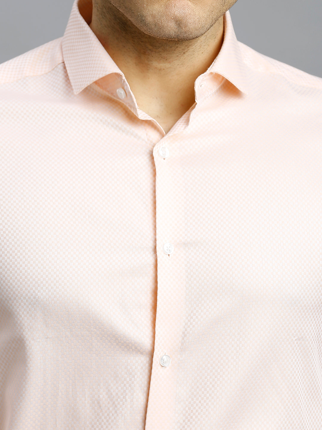 Peach Solid 100% Cotton Slim Fit Formal Full Sleeve Shirt
