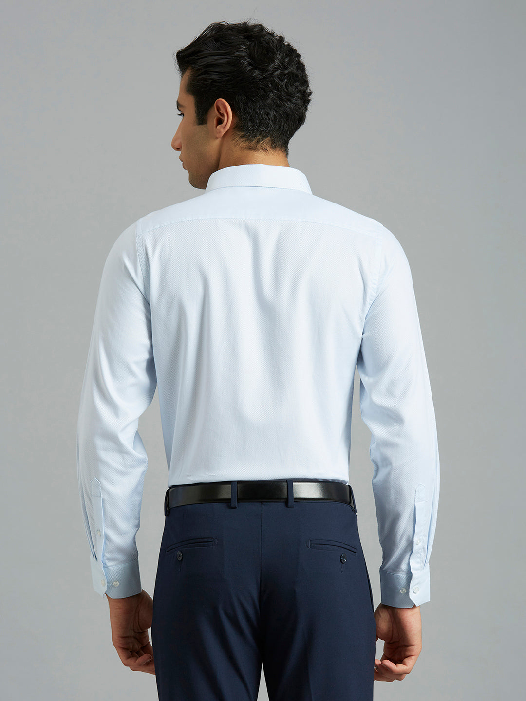 Premium Light Blue Solid 100% Cotton Slim Fit Formal Full Sleeve Shirt