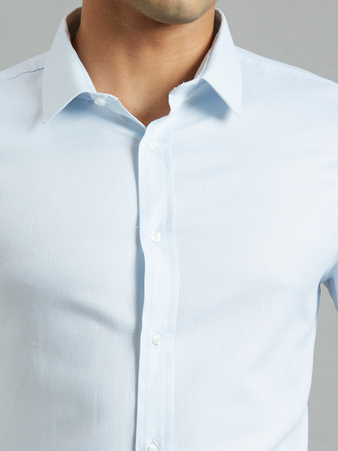 Premium Light Blue Solid 100% Cotton Slim Fit Formal Full Sleeve Shirt