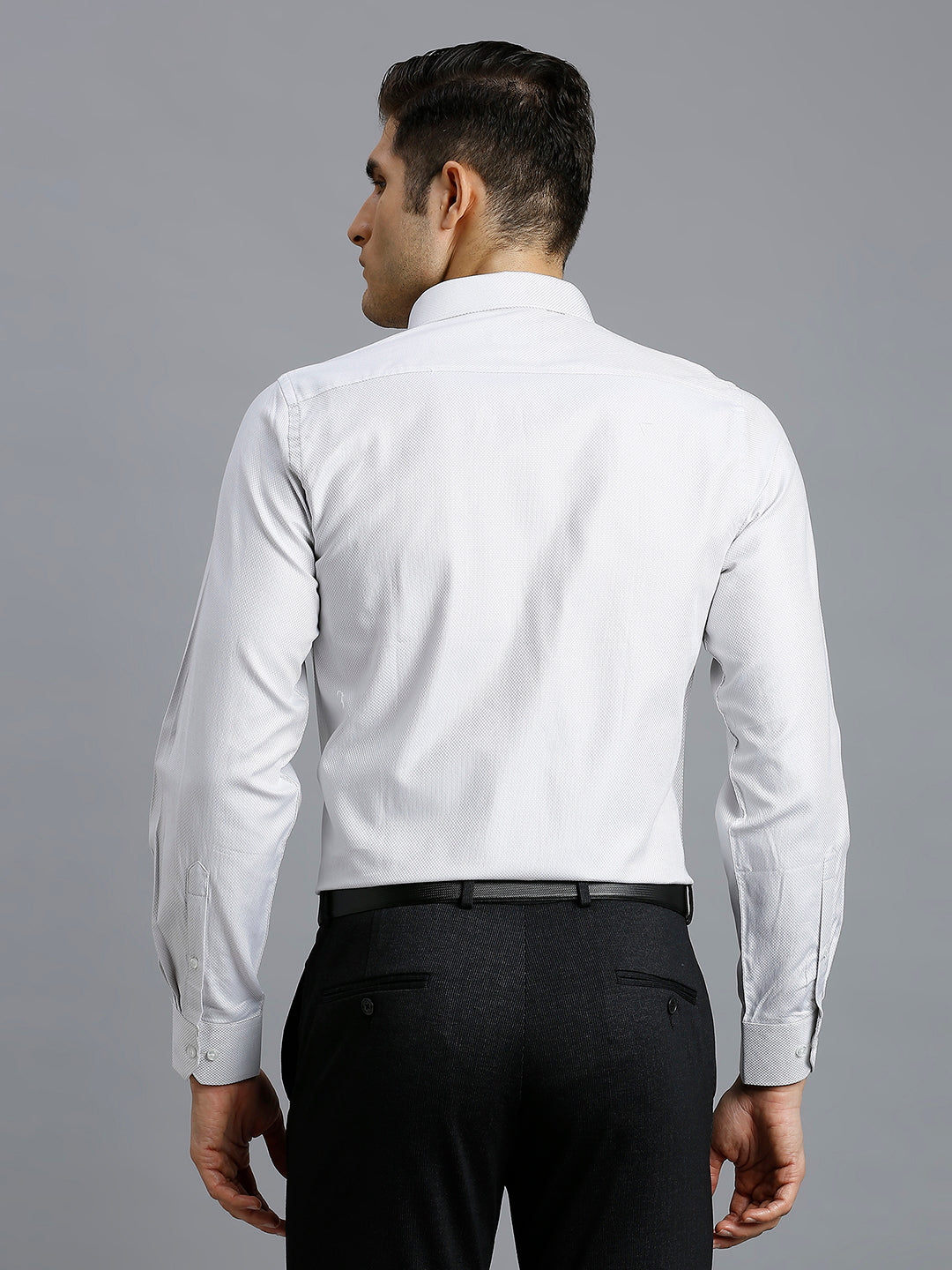 Light Grey Solid 100% Cotton Slim Fit Formal Full Sleeve Shirt