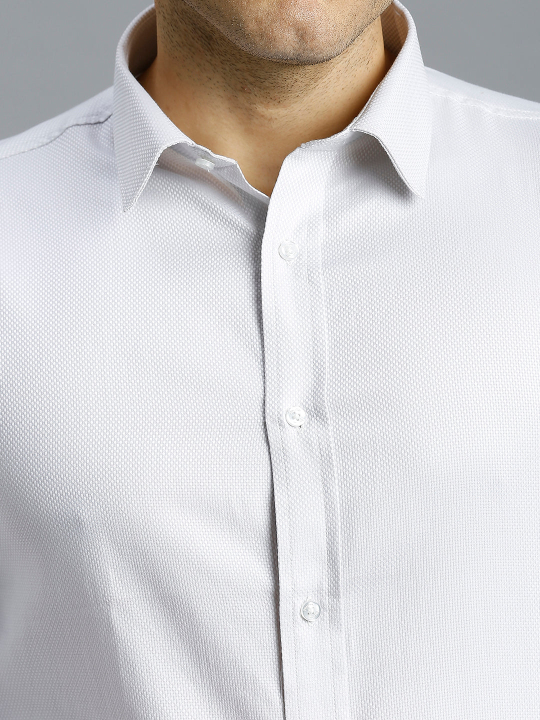 Light Grey Solid 100% Cotton Slim Fit Formal Full Sleeve Shirt