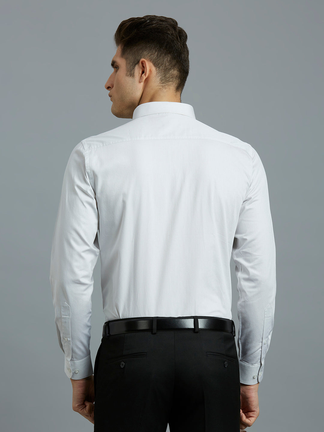 Light Grey Solid 100% Cotton Regular Fit Formal Full Sleeve Shirt