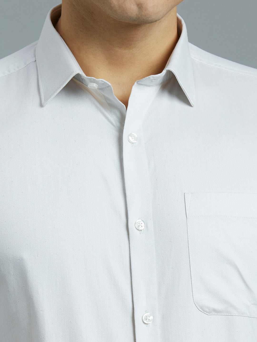 Light Grey Solid 100% Cotton Regular Fit Formal Full Sleeve Shirt