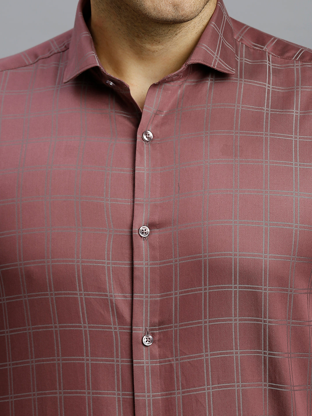 Wine Checks 100% Cotton Slim Fit Formal Full Sleeve Shirt