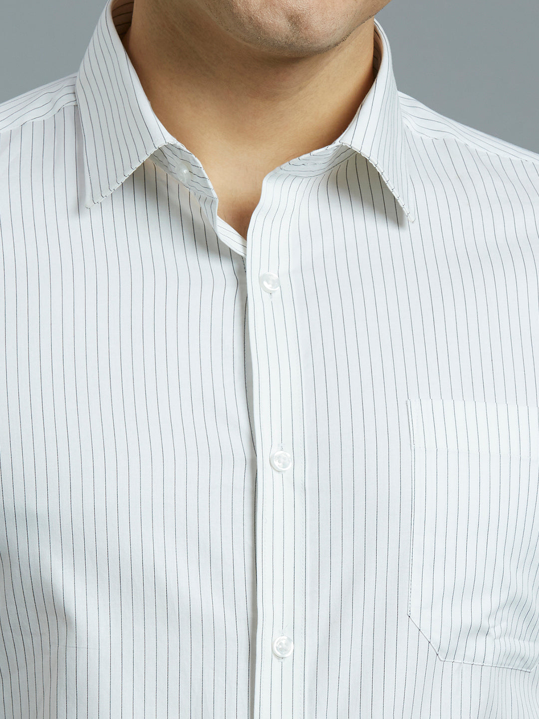 White & Black Stripe 100% Cotton Slim Fit Formal Full Sleeve Shirt