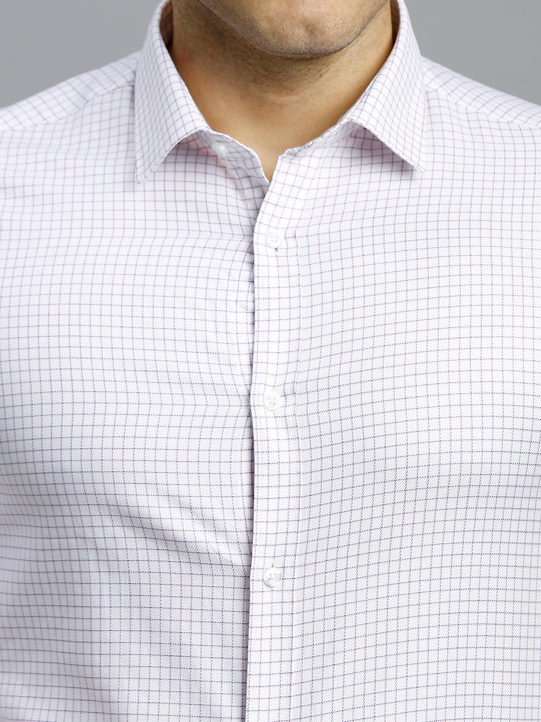 White & Pink & Blue Checks 100% Cotton Slim Fit Formal Full Sleeve Shirt