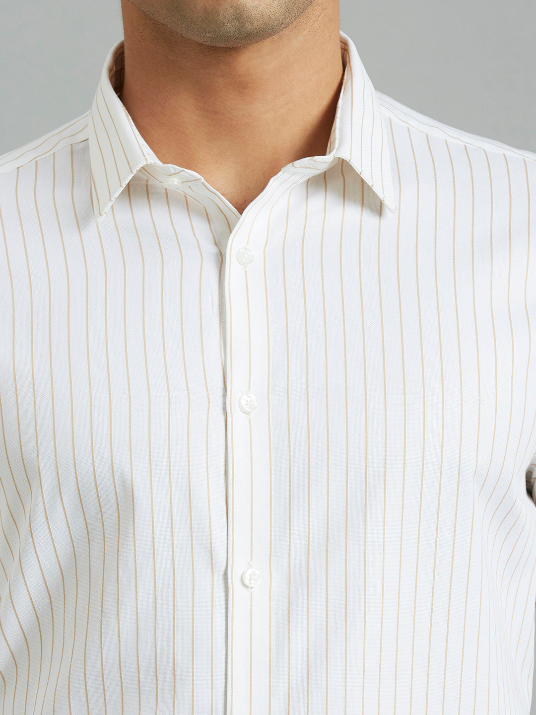 White-Beige 100% Cotton Slim fit Formal Full sleeve Shirts