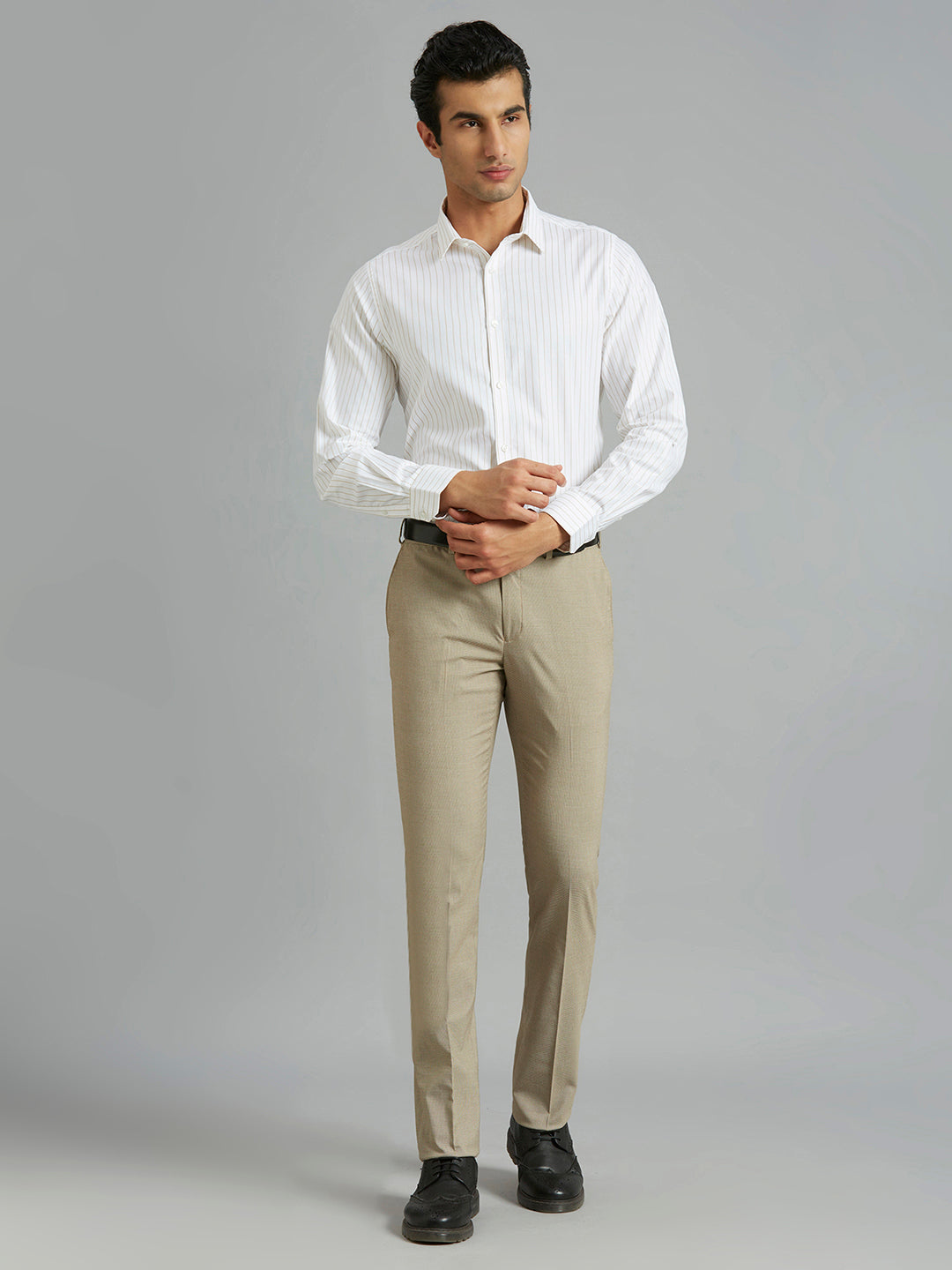 White-Beige 100% Cotton Slim fit Formal Full sleeve Shirts