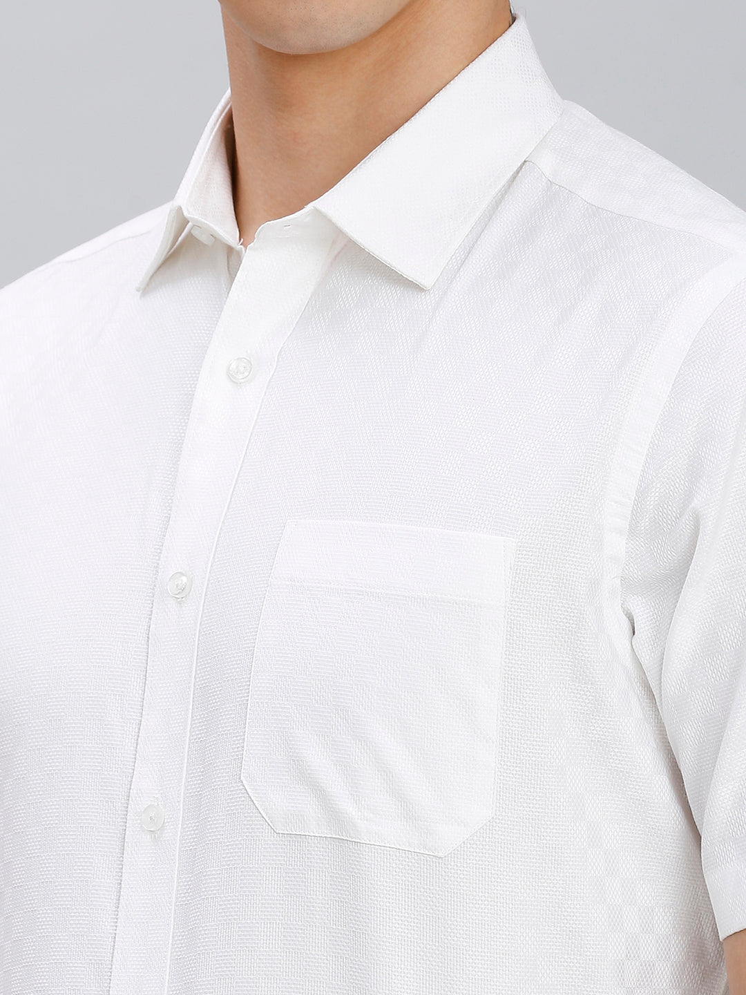 Classic White Solid 100% Cotton Regular Fit Formal Half Sleeve Shirt