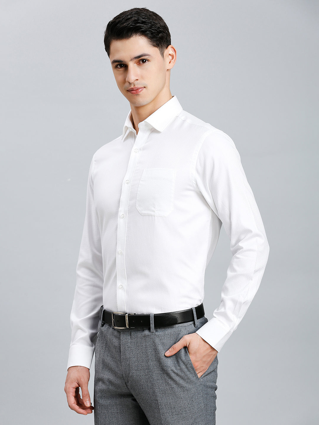 Classic White Solid 100% Cotton Regular Fit Formal Full Sleeve Shirt
