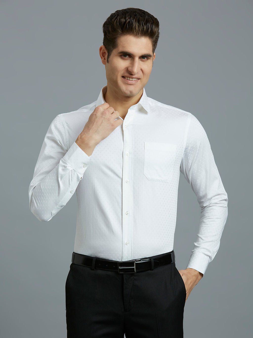 Jack Reid Men's Business & Formal Dress Shirts - Long Sleeve, Button-Down Collar, Striped Patterns