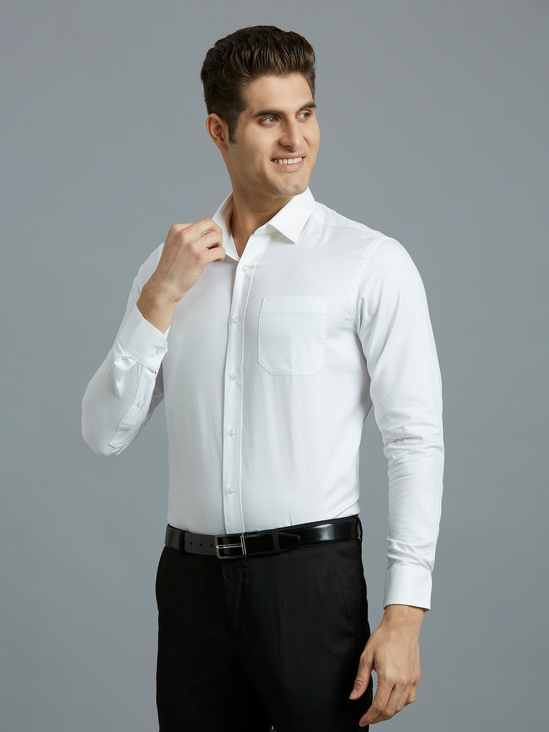 Timeless White Solid 100% Cotton Regular Fit Formal Full Sleeve Shirt