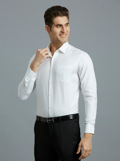 Timeless White Solid 100% Cotton Regular Fit Formal Full Sleeve Shirt
