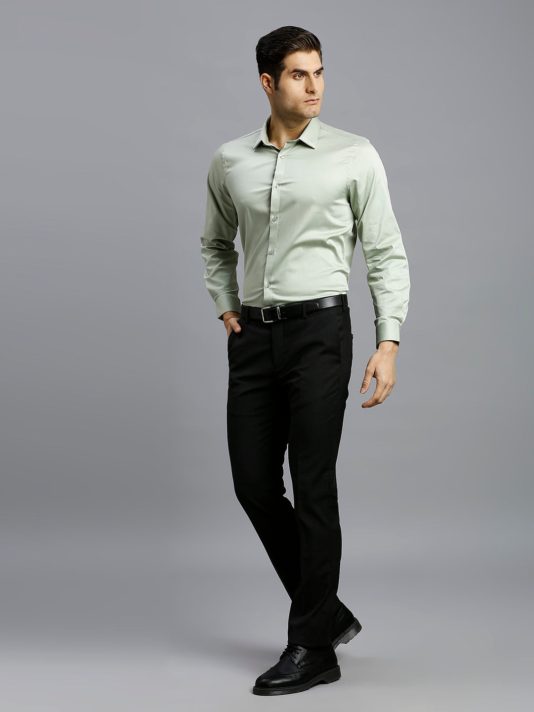 Pista Solid 60'S Satin Lycra Slim Fit Formal Full Sleeve Shirt