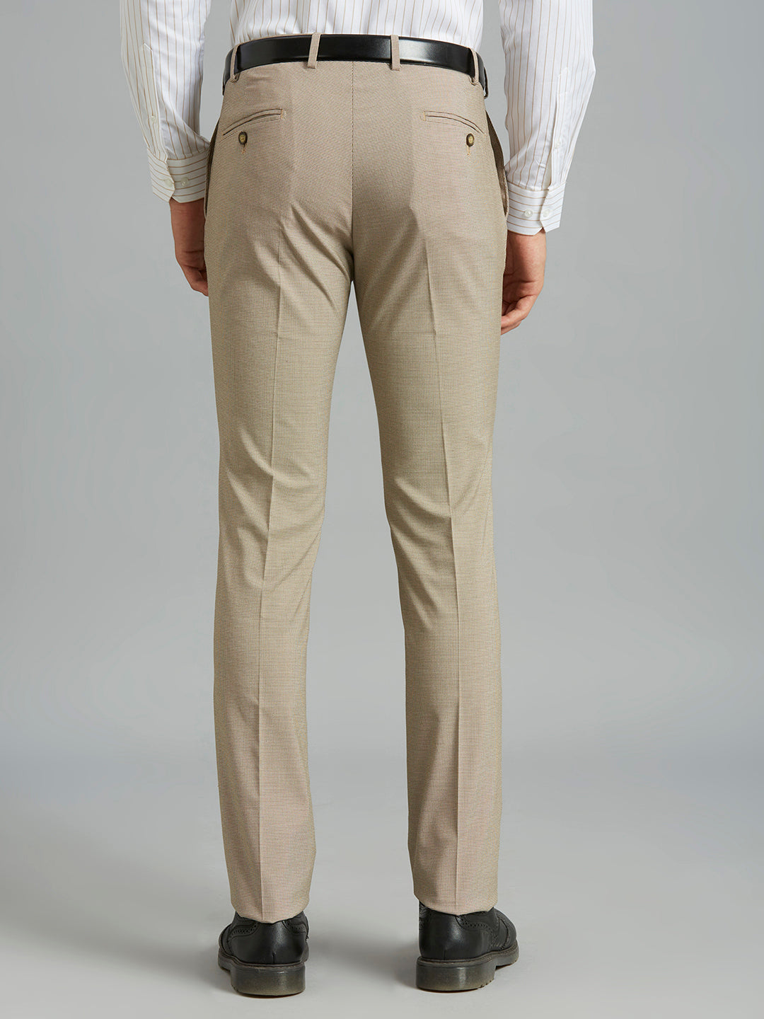 Copper Checks Poly Viscose Elastane Auto Fit Formal Cross Pocket Trouser