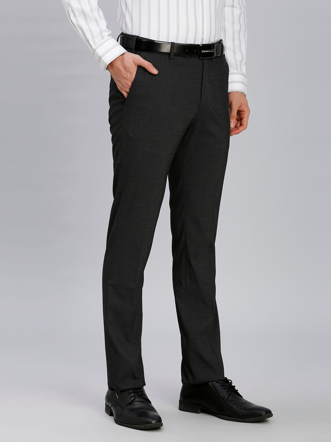 Rust Plain Poly Viscose Elastane Auto Fit Formal Cross Pocket Trouser