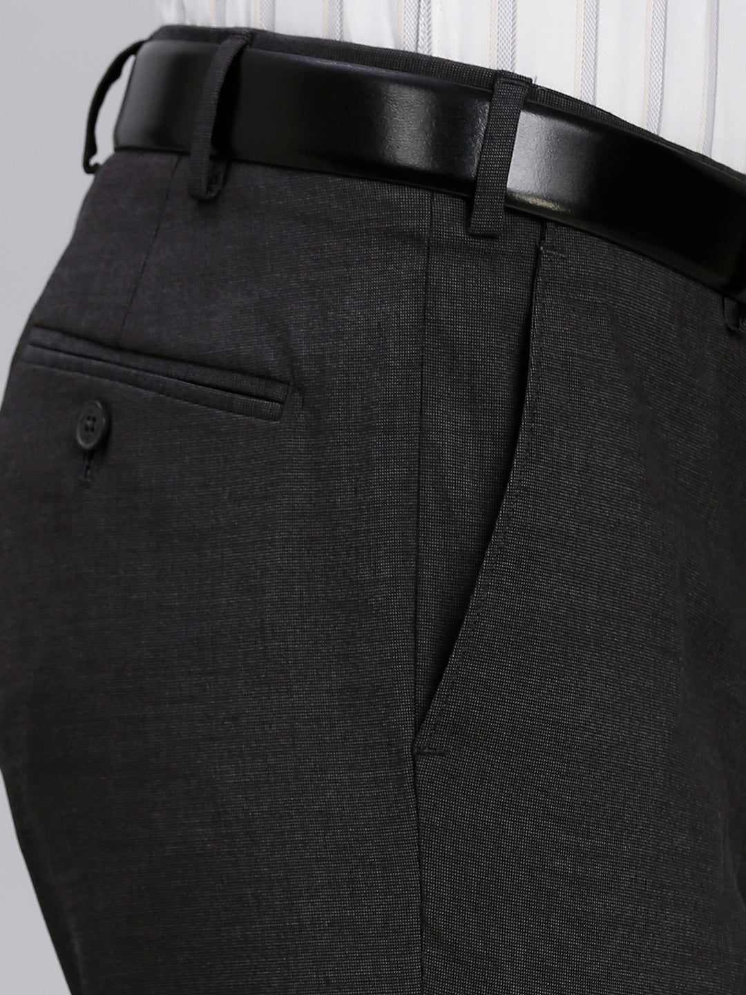 Rust Plain Poly Viscose Elastane Auto Fit Formal Cross Pocket Trouser