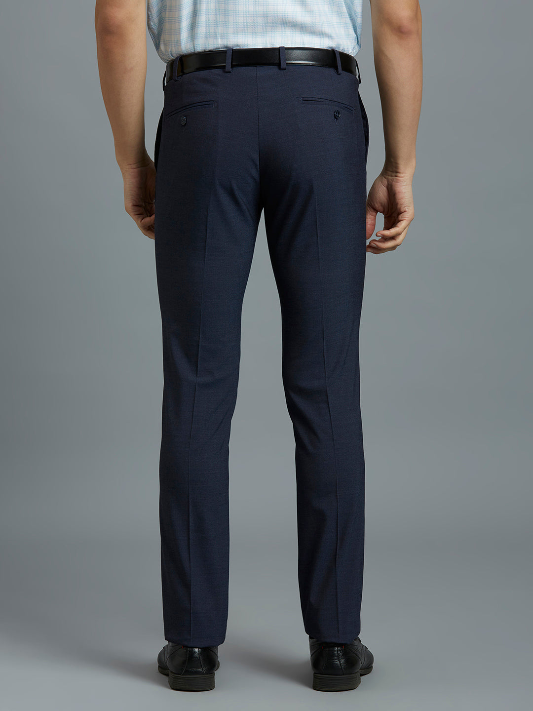 Rust Grey Plain Poly Viscose Elastane Auto Fit Formal Cross Pocket Trouser
