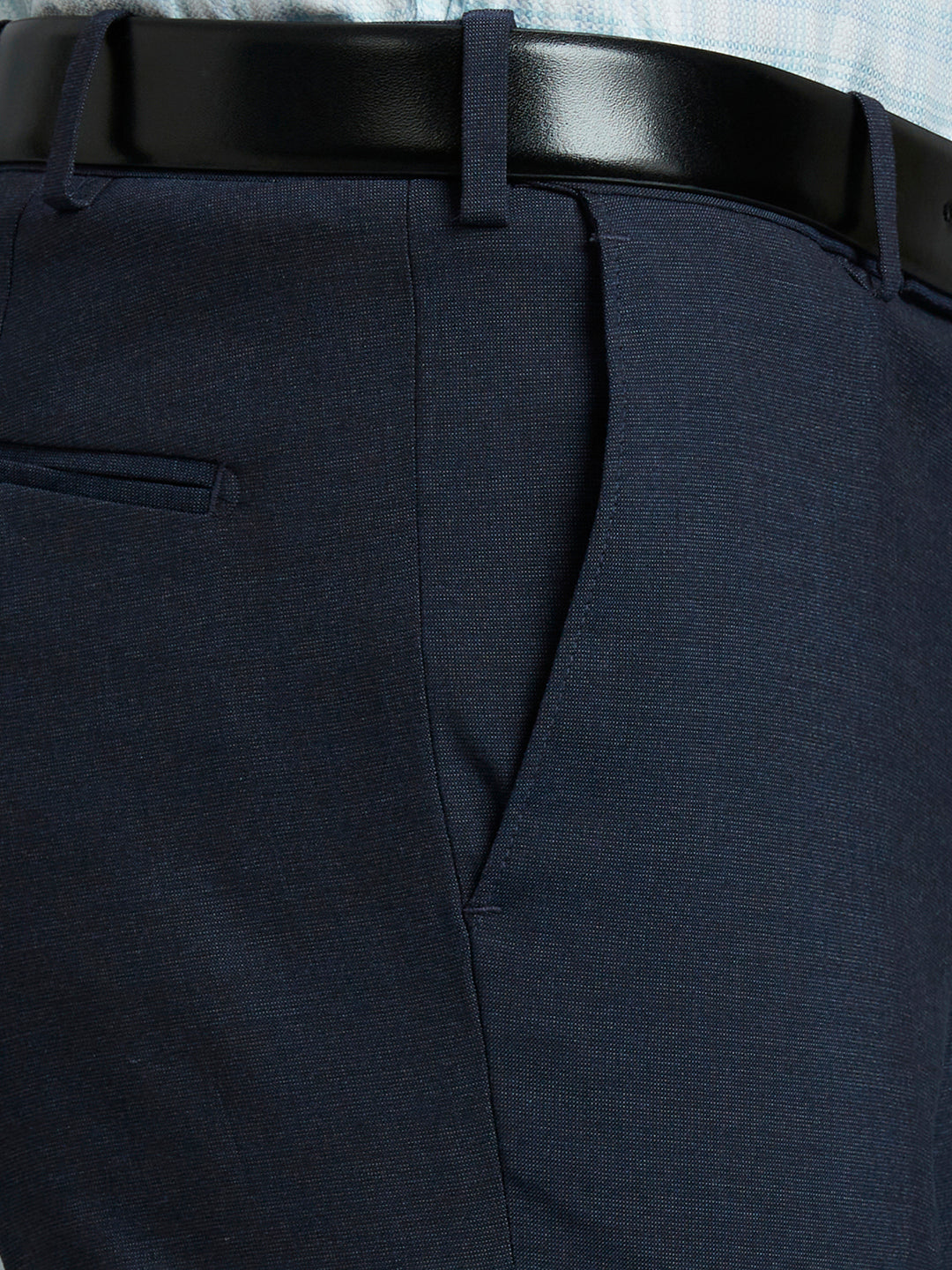 Rust Grey Plain Poly Viscose Elastane Auto Fit Formal Cross Pocket Trouser