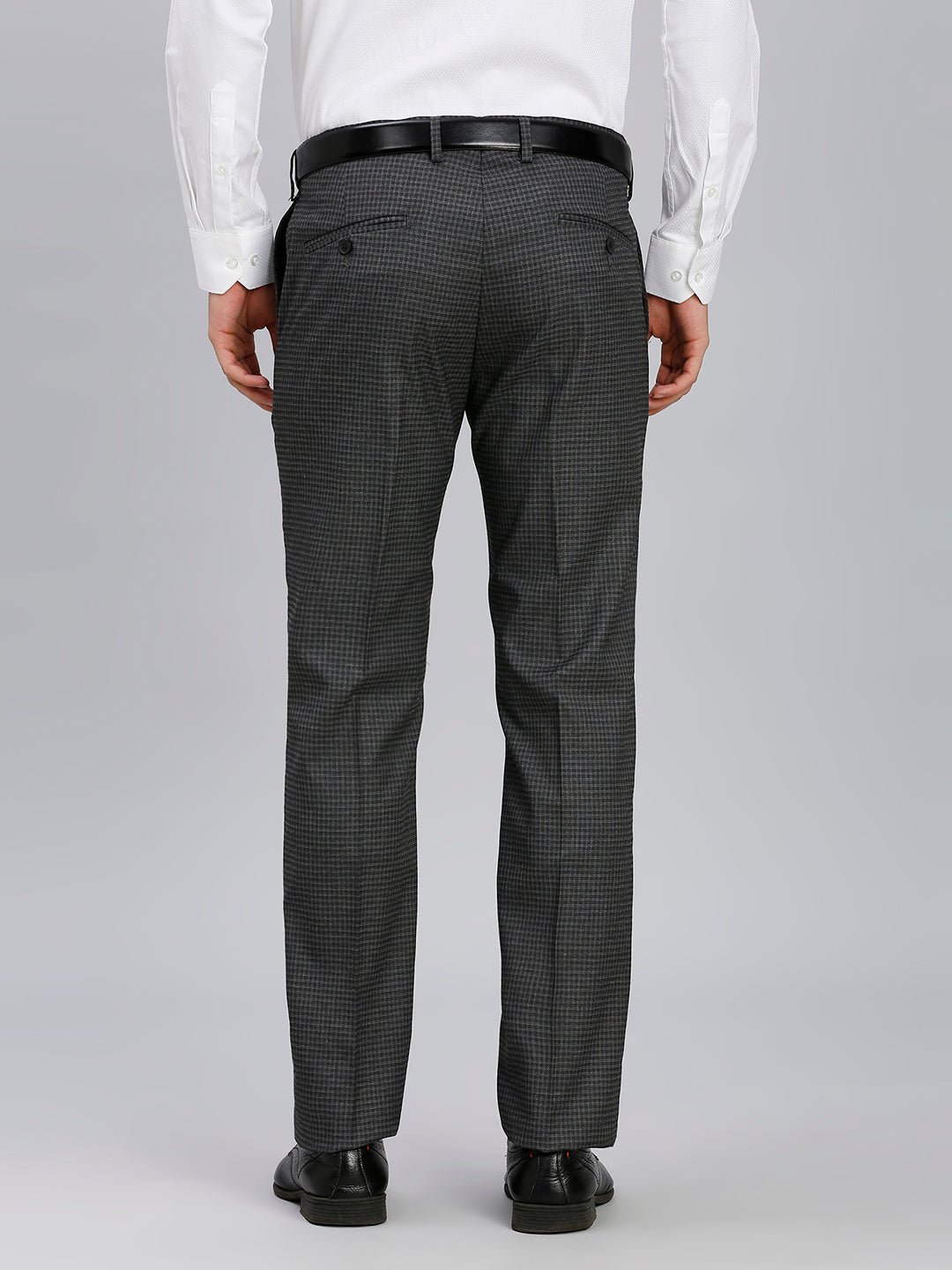 Light Grey Plain Poly Viscose Elastane Auto Fit Formal Cross Pocket Trouser