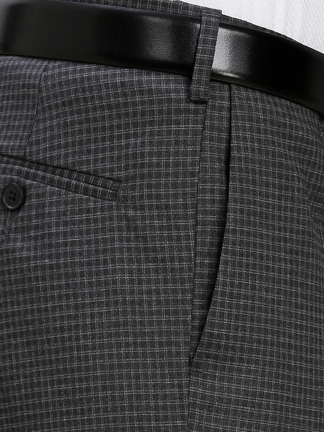 Light Grey Plain Poly Viscose Elastane Auto Fit Formal Cross Pocket Trouser