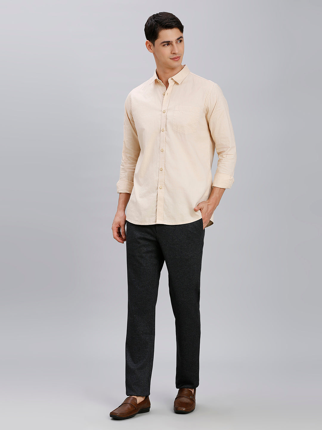 Biscuit Fil A Fil 100% Cotton Slim Fit Casual Full Sleeve Shirt