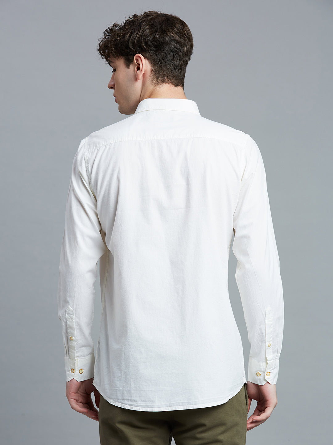 Cream Fil A Fil 100% Cotton Slim Fit Casual Full Sleeve Shirt