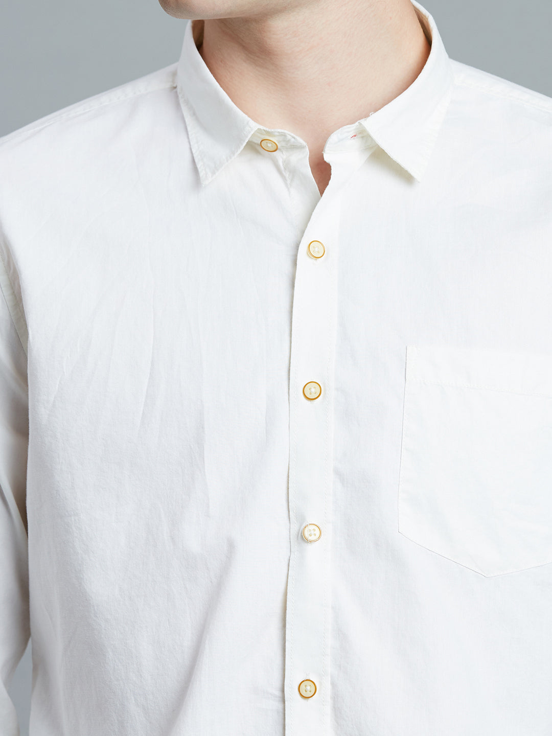 Cream Fil A Fil 100% Cotton Slim Fit Casual Full Sleeve Shirt