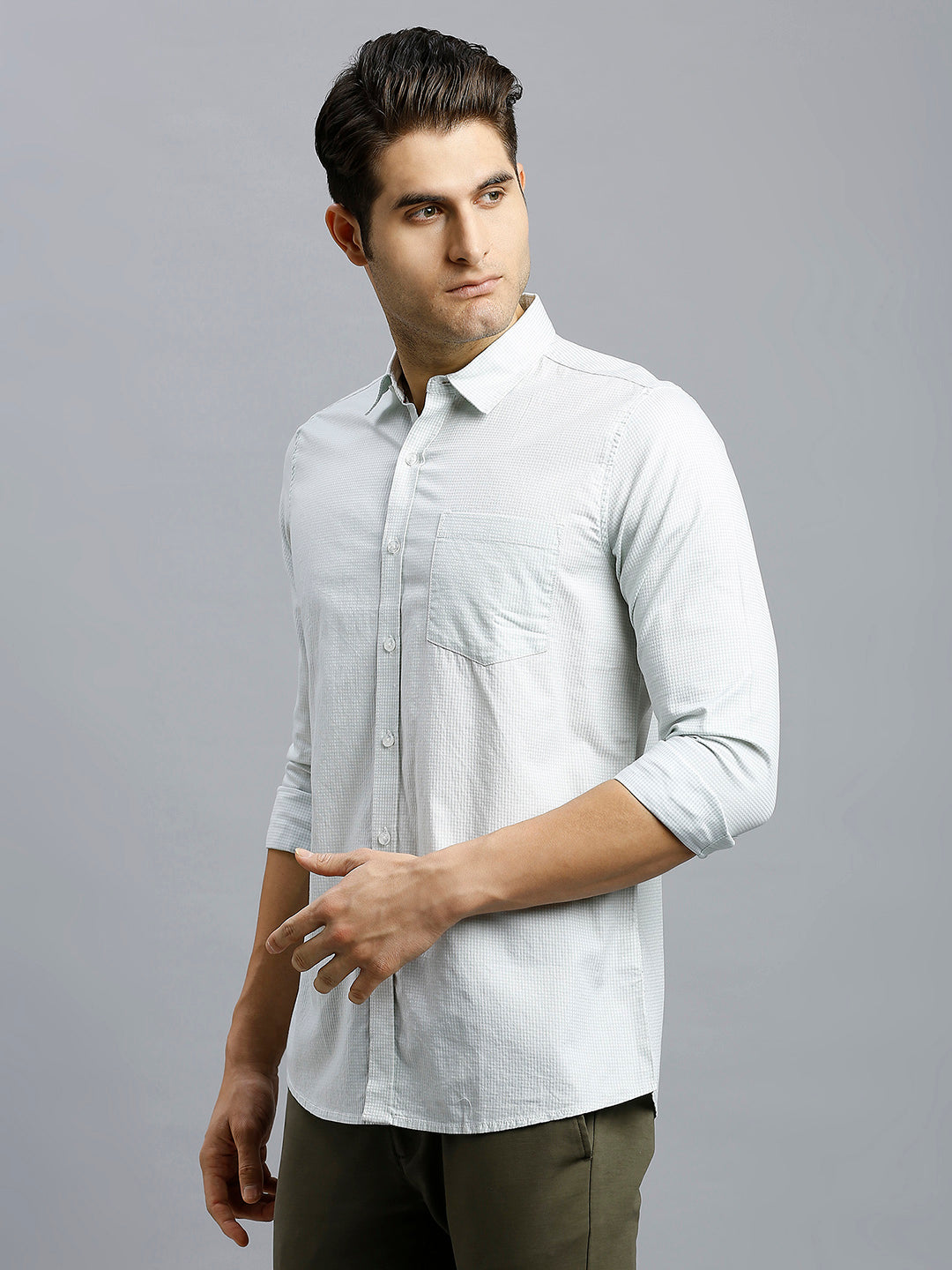 White & Moss Checks 100% Cotton Slim Fit Casual Full Sleeve Shirt