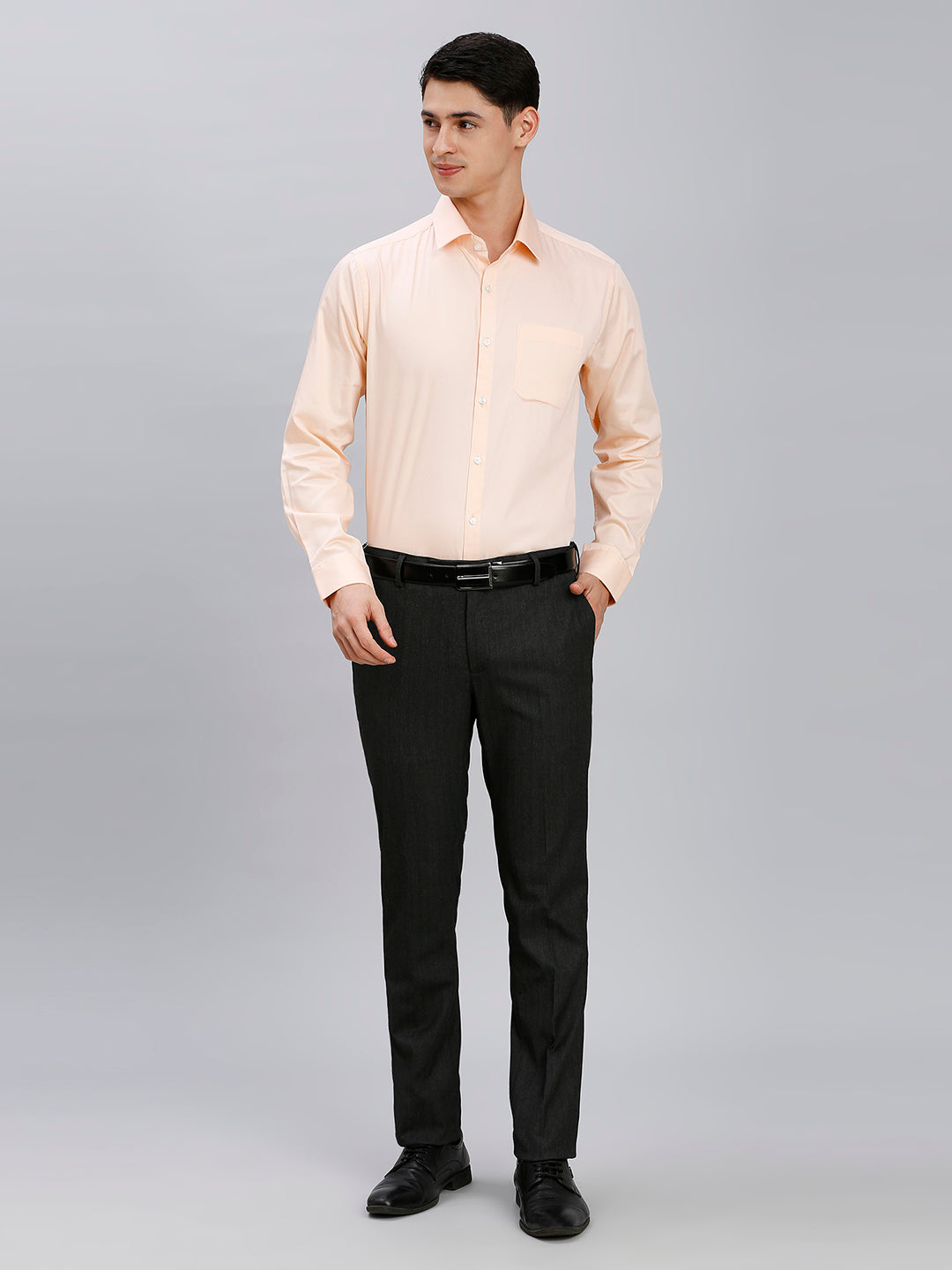 Blue Hearingbone Poly Viscose Elastane Auto Fit Formal Cross Pocket Trouser