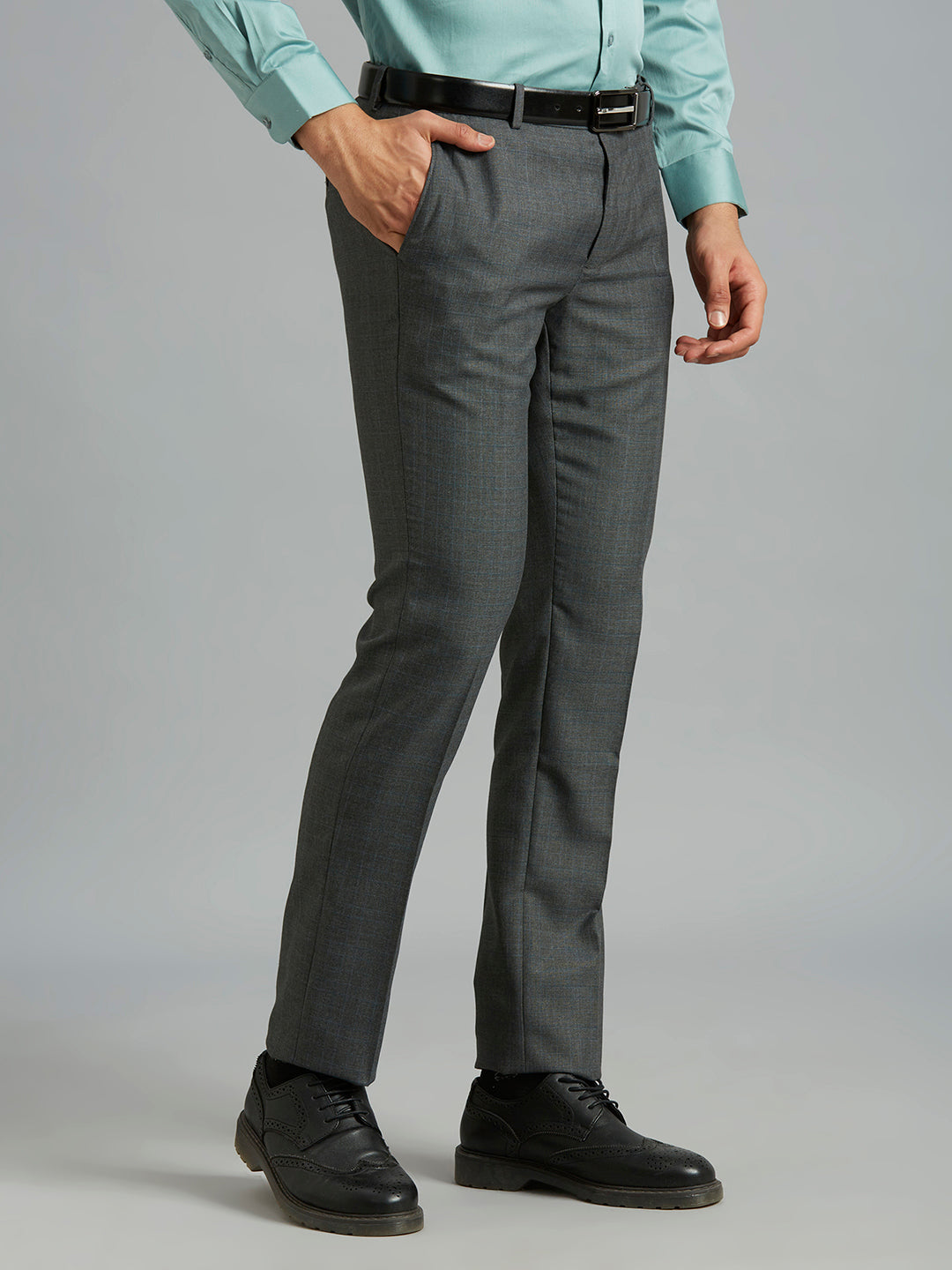 Black Plain Poly Viscose Tailor Fit Formal Cross Pocket Trouser