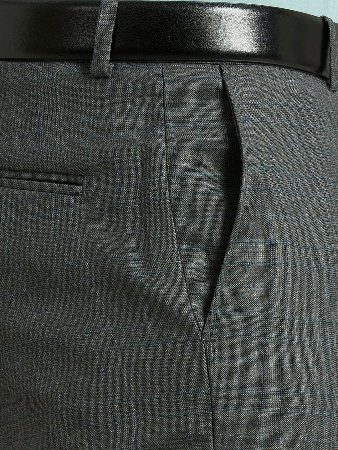 Black Plain Poly Viscose Tailor Fit Formal Cross Pocket Trouser