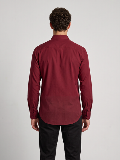 Men's Pure Cotton Solid Slim Fit Full Sleeve Casual Shirt - Maroon